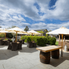Outdoors seating at Milling barn
