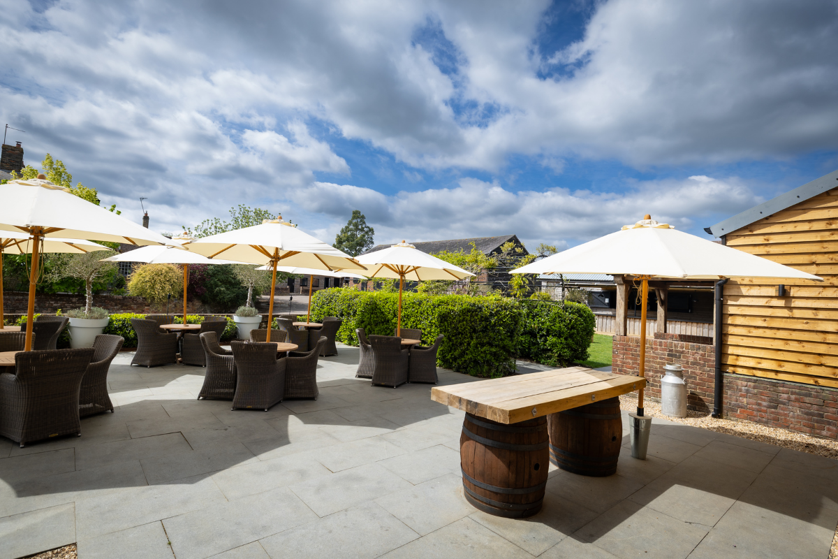 Outdoors seating at Milling barn